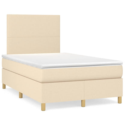 Cama boxspring com colchão 120x190 cm tecido cor creme