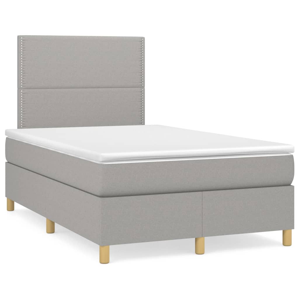 Cama boxspring com colchão 120x190 cm tecido cinzento-claro