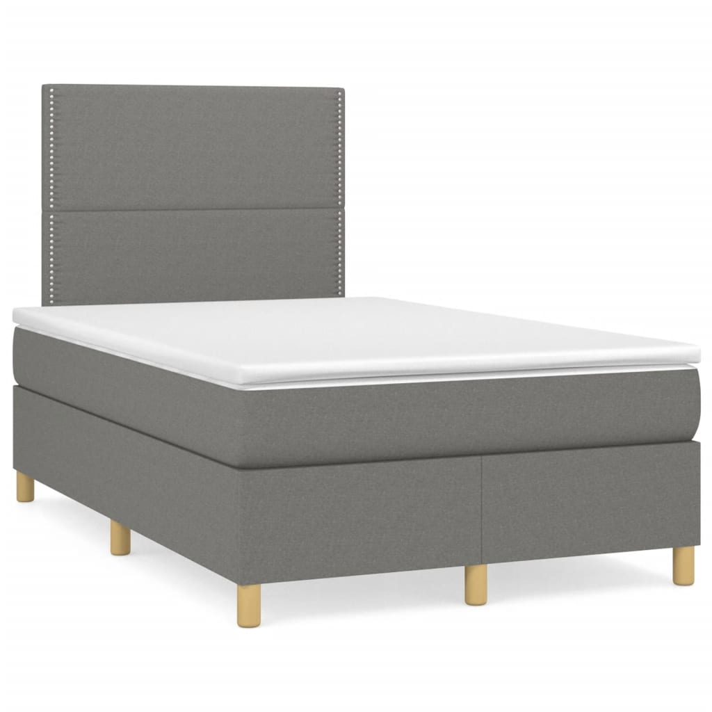 Cama boxspring com colchão 120x190 cm tecido cinzento-escuro