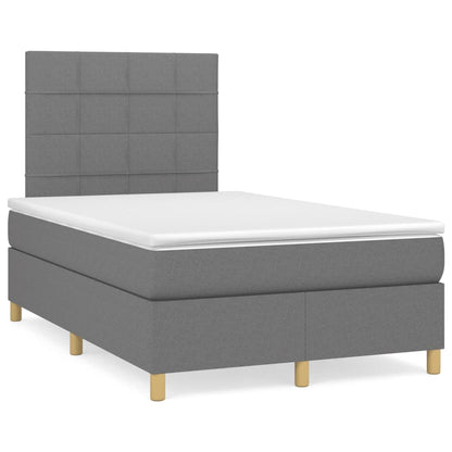 Cama boxspring com colchão 120x190 cm tecido cinzento-escuro