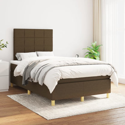 Cama boxspring com colchão 120x190 cm tecido castanho-escuro