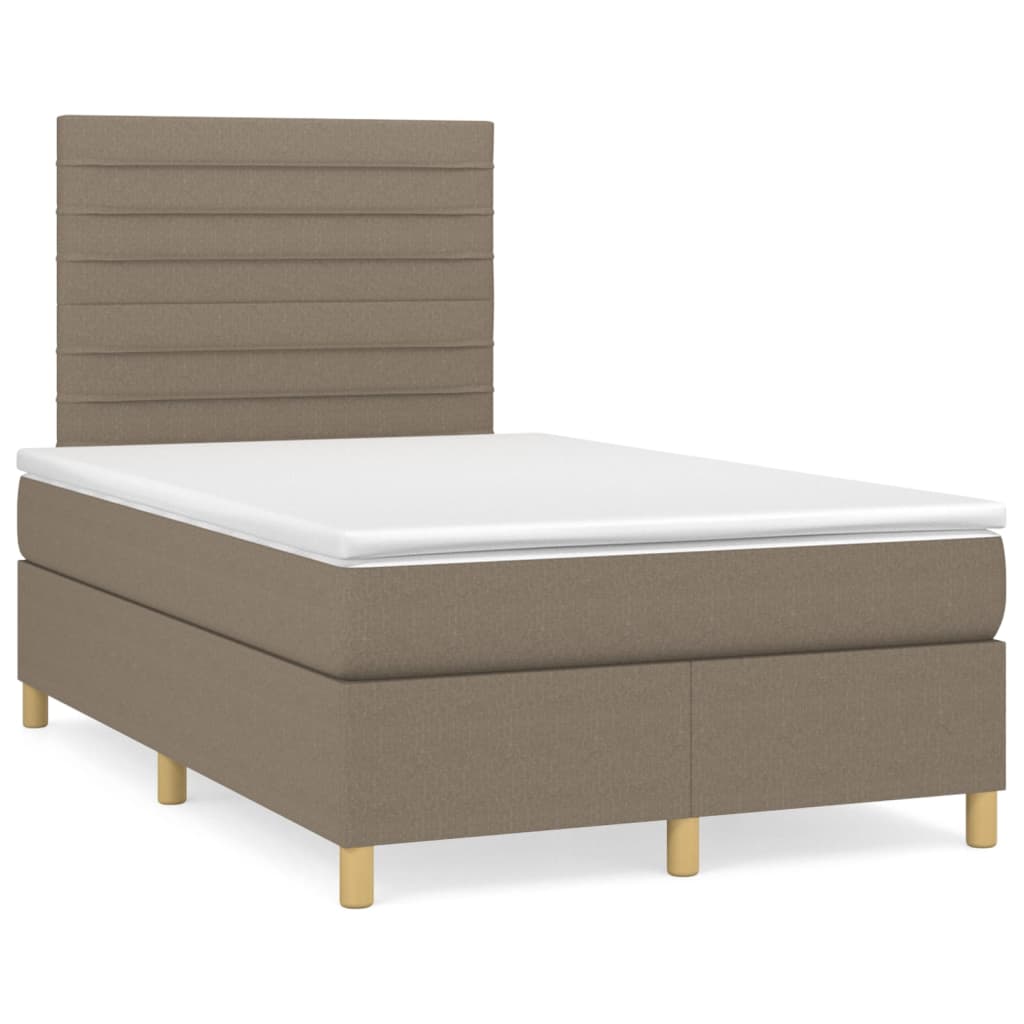 Cama boxspring c/ colchão 120x190cm tecido castanho-acinzentado