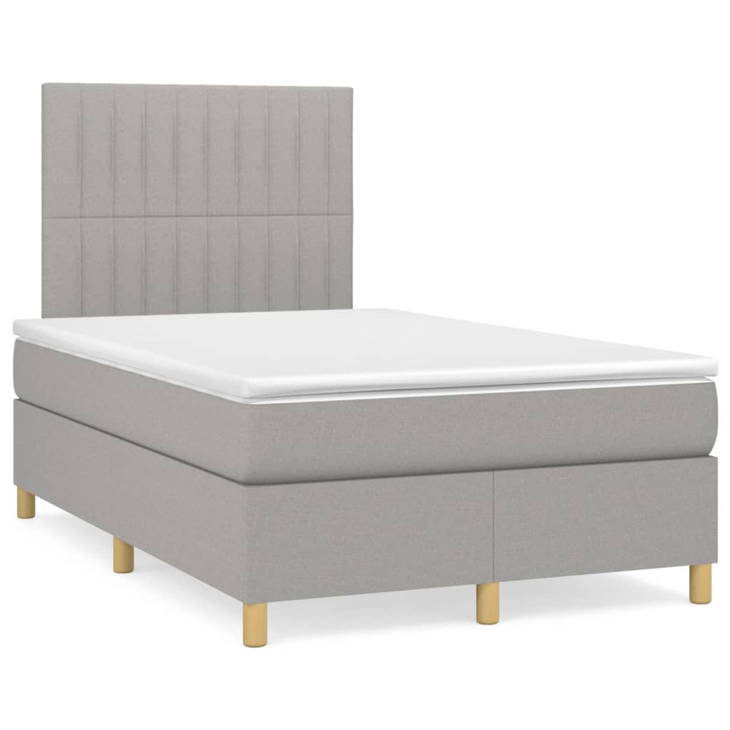 Cama boxspring com colchão 120x190 cm tecido cinzento-claro