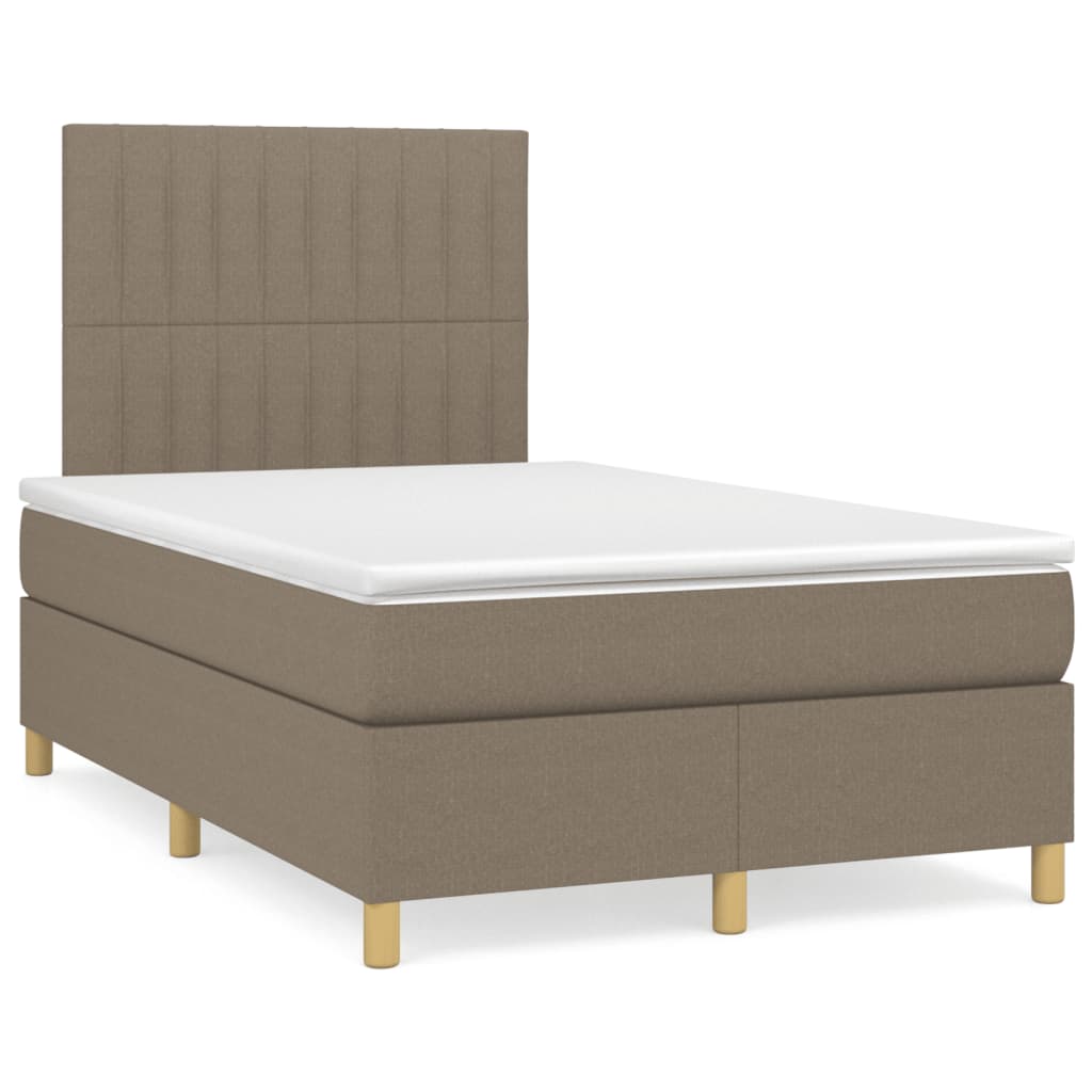 Cama boxspring c/ colchão 120x190cm tecido castanho-acinzentado