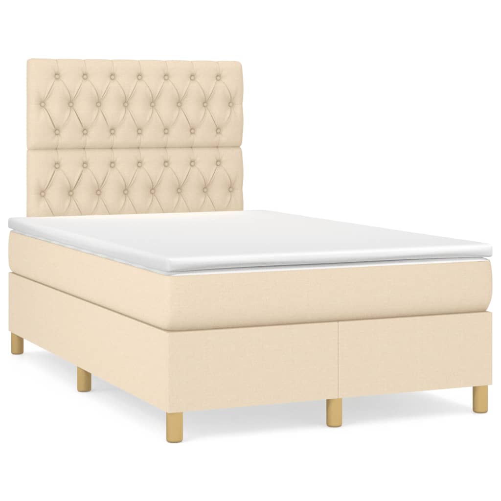 Cama boxspring com colchão 120x190 cm tecido cor creme