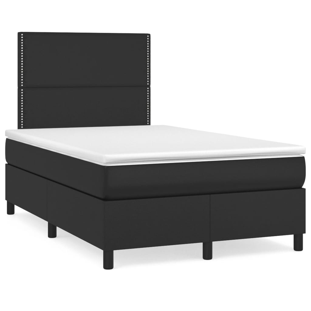 Cama boxspring com colchão 120x190 cm couro artificial preto