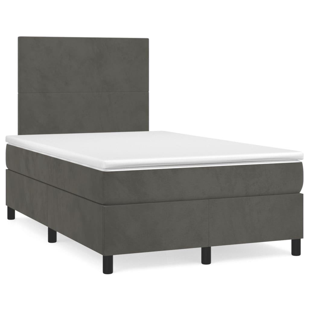 Cama boxspring com colchão 120x190 cm veludo cinzento-escuro