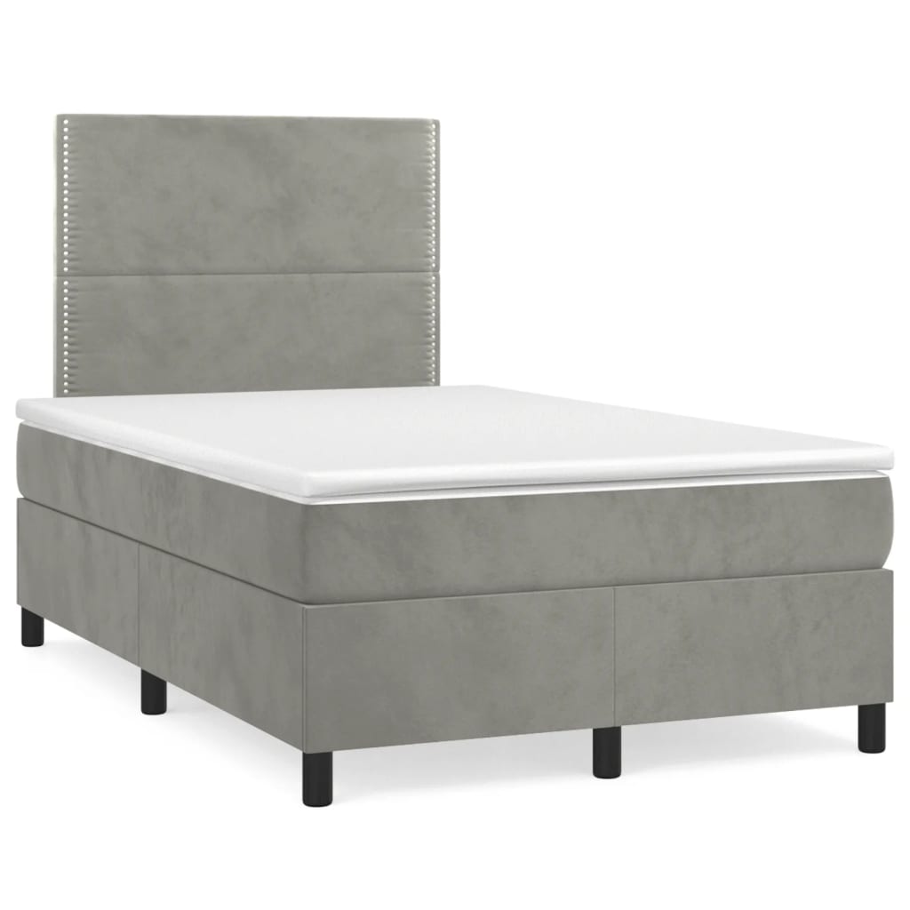 Cama boxspring com colchão 120x190 cm veludo cinzento-claro