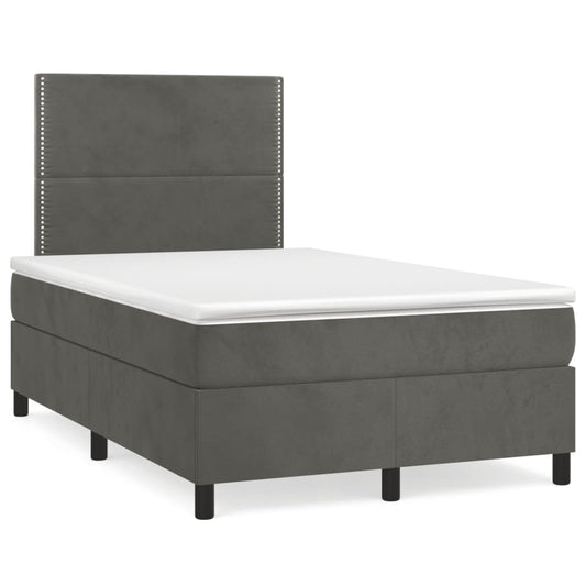 Cama boxspring com colchão 120x190 cm veludo cinzento-escuro