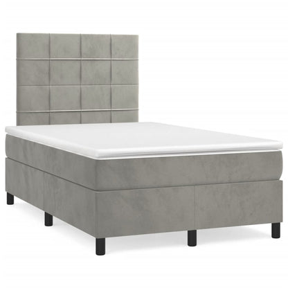 Cama boxspring com colchão 120x190 cm veludo cinzento-claro