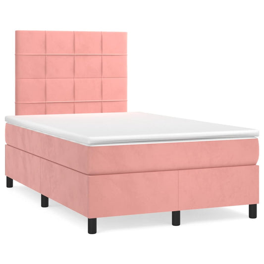 Cama boxspring com colchão 120x190 cm veludo rosa