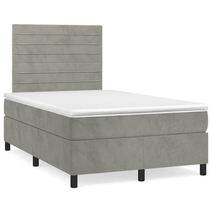 Cama boxspring com colchão 120x190 cm veludo cinzento-claro