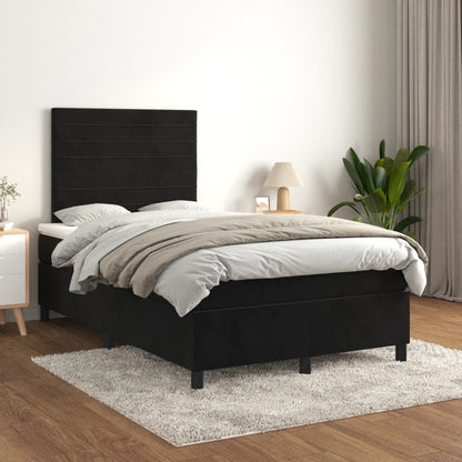 Cama boxspring com colchão 120x190 cm veludo preto