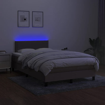 Cama box spring colchão/LED 120x190cm tecido cinza-acastanhado