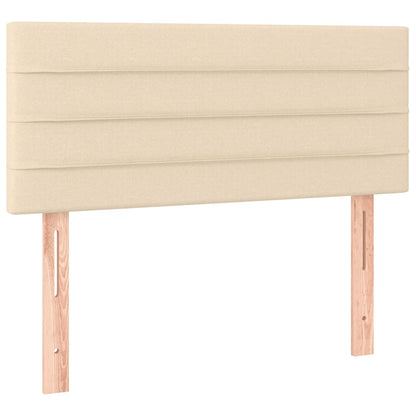 Cama box spring c/ colchão e LED 120x190 cm tecido cor creme