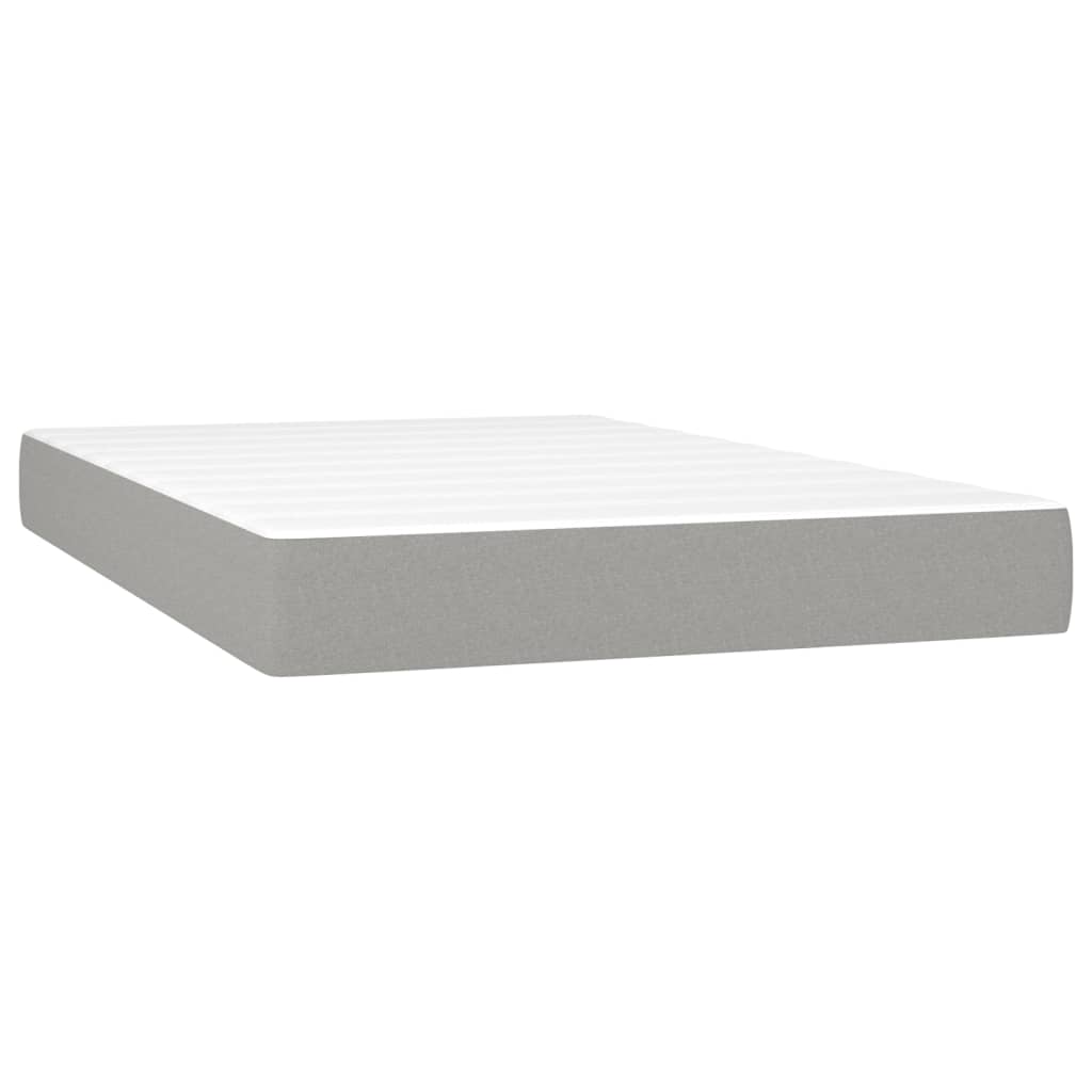 Cama box spring c/ colchão e LED 120x190 cm tecido cinza-claro