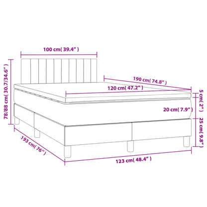 Cama box spring c/ colchão e LED 120x190 cm tecido cinza-escuro