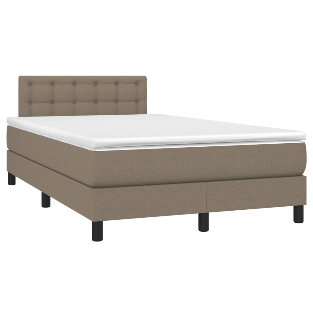 Cama box spring colchão/LED 120x190cm tecido cinza-acastanhado