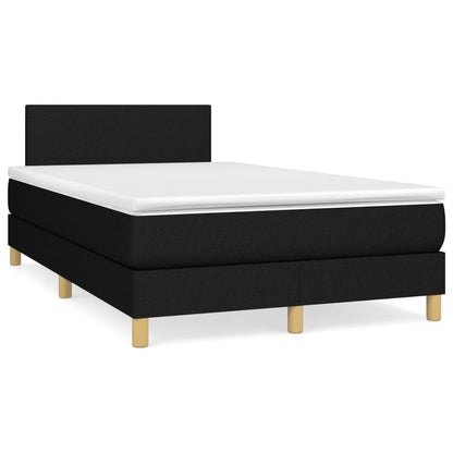 Cama box spring c/ colchão e LED 120x190 cm tecido preto