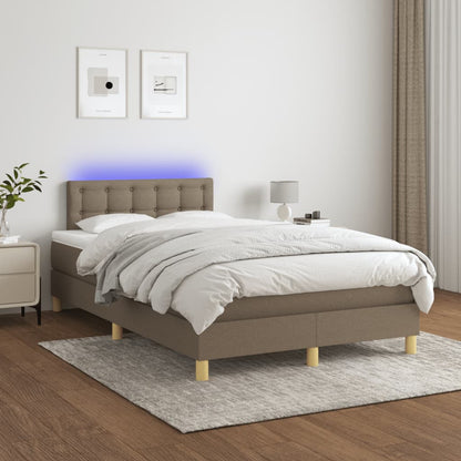 Cama box spring colchão/LED 120x190cm tecido cinza-acastanhado