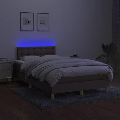 Cama box spring colchão/LED 120x190cm tecido cinza-acastanhado