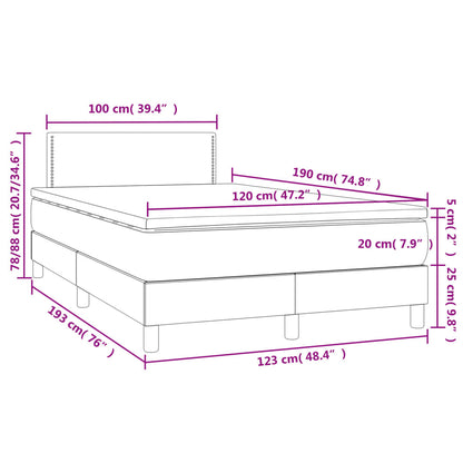 Cama box spring colchão e LED 120x190 cm couro artificial preto