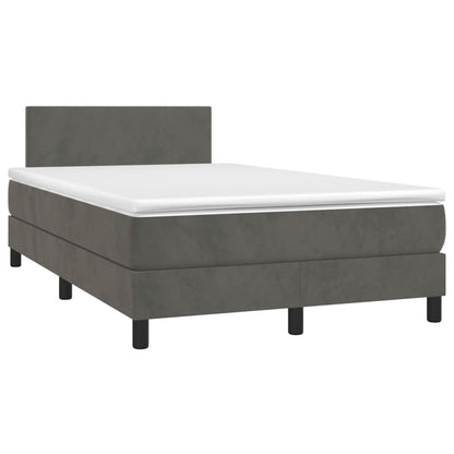 Cama box spring colchão LED 120x190cm couro artif. cinza-escuro