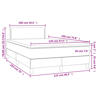 Cama box spring com colchão e luzes LED veludo verde-escuro