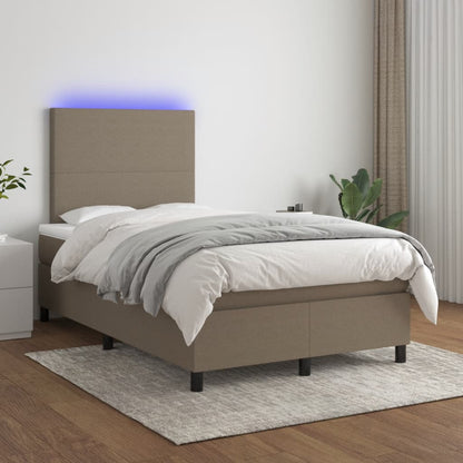 Cama box spring colchão/LED 120x190cm tecido cinza-acastanhado