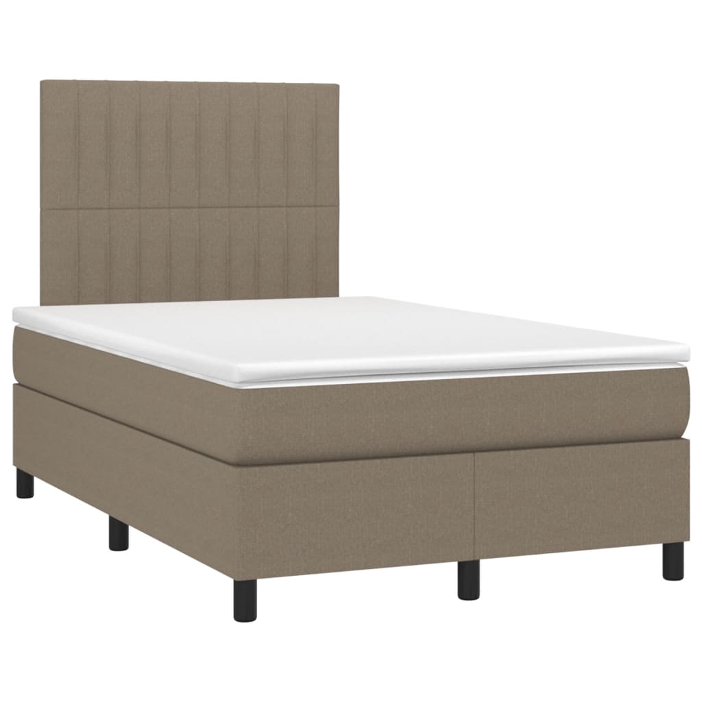 Cama box spring colchão/LED 120x190cm tecido cinza-acastanhado