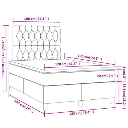 Cama box spring c/ colchão e LED 120x190 cm tecido cor creme