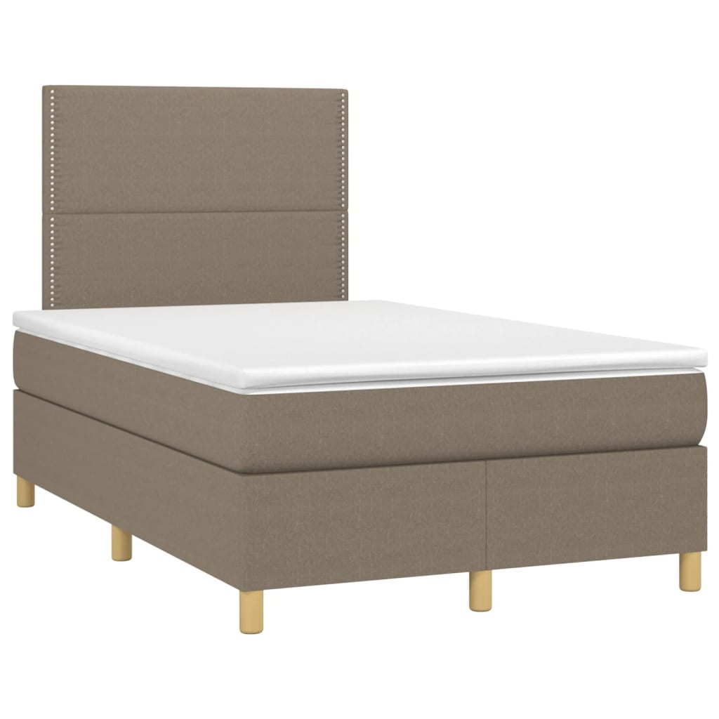 Cama box spring colchão/LED 120x190cm tecido cinza-acastanhado