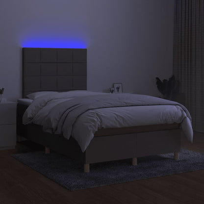 Cama box spring colchão/LED 120x190cm tecido cinza-acastanhado