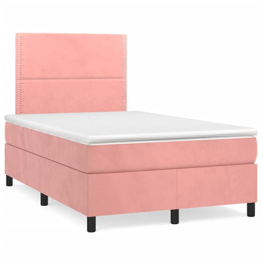 Cama box spring c/ colchão luzes e LED 120x190 cm veludo rosa