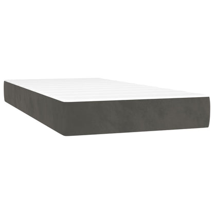 Cama box spring colchão LED 120x190cm couro artif. cinza-escuro