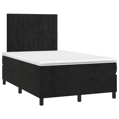 Cama box spring c/ colchão e LED 120x190 cm couro artif. preto