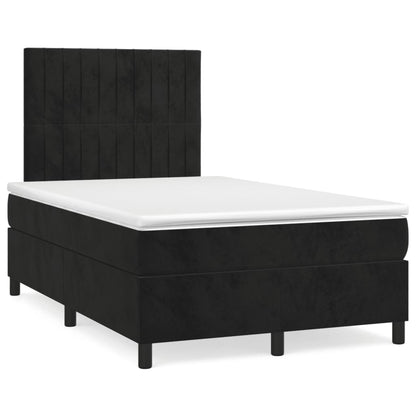 Cama box spring c/ colchão e LED 120x190 cm couro artif. preto