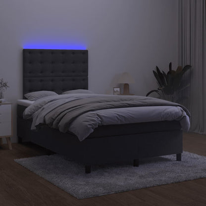 Cama box spring c/ colchão e LED 120x190 cm couro artif. preto