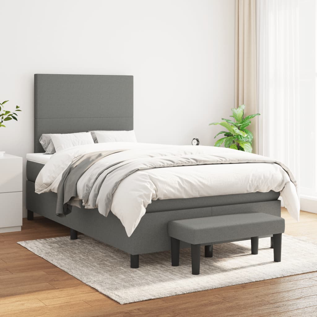 Cama boxspring com colchão 120x190 cm tecido castanho-escuro