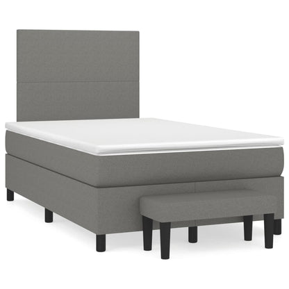 Cama boxspring com colchão 120x190 cm tecido castanho-escuro