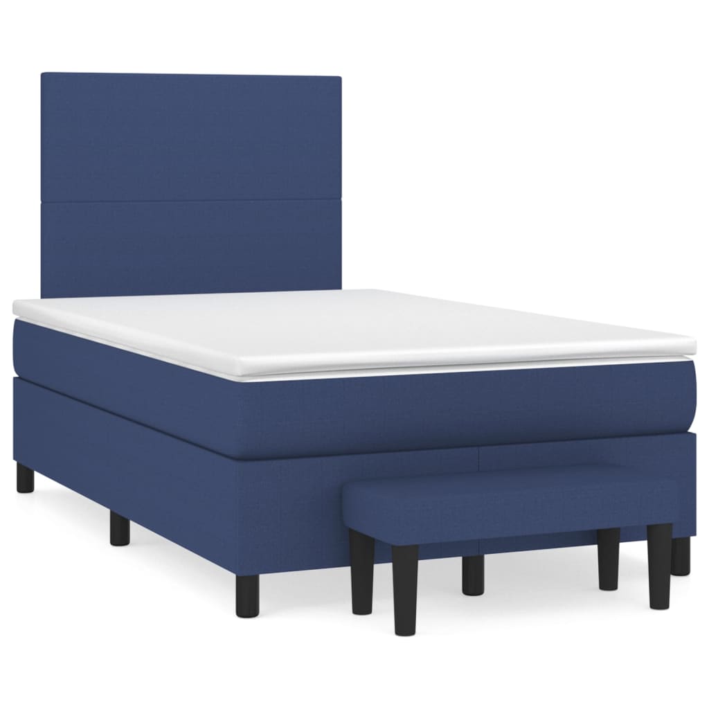 Cama boxspring com colchão 120x190 cm tecido azul