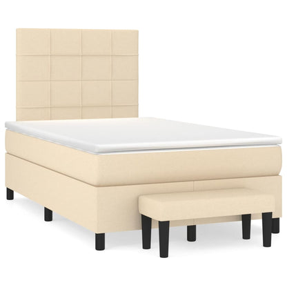 Cama boxspring com colchão 120x190 cm tecido cor creme