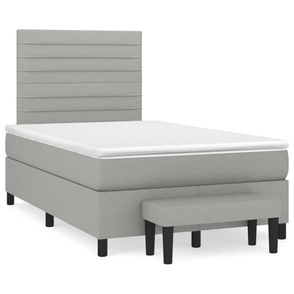 Cama boxspring com colchão 120x190 cm tecido cinzento-claro