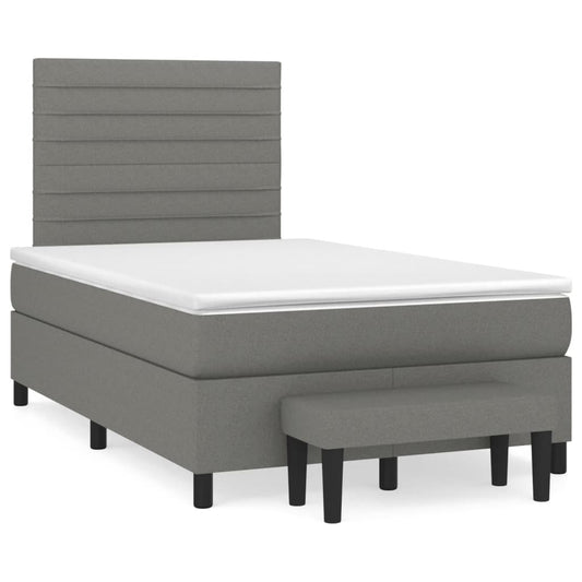 Cama boxspring com colchão 120x190 cm tecido cinzento-escuro