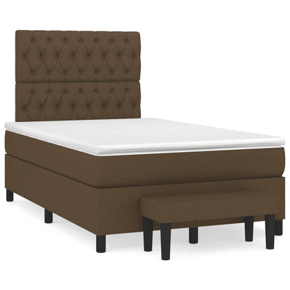 Cama boxspring com colchão 120x190 cm tecido castanho-escuro