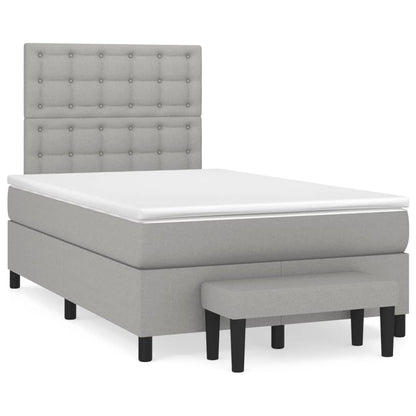 Cama boxspring com colchão 120x190 cm tecido cinzento-claro