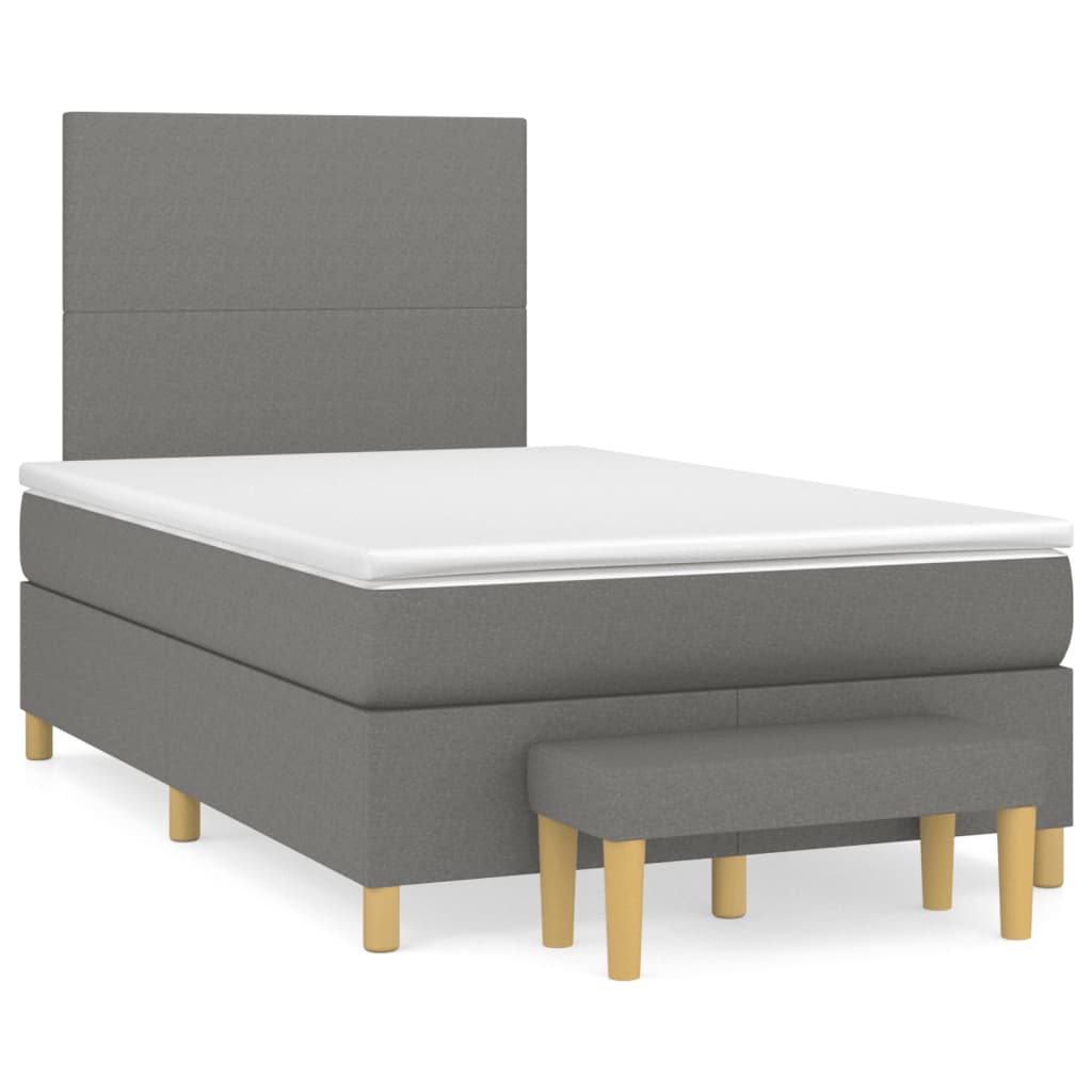 Cama boxspring com colchão 120x190 cm tecido cinzento-escuro