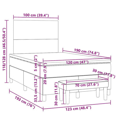 Cama boxspring c/ colchão 120x190cm tecido castanho-acinzentado