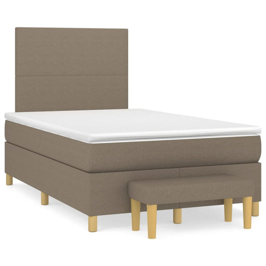 Cama boxspring c/ colchão 120x190cm tecido castanho-acinzentado