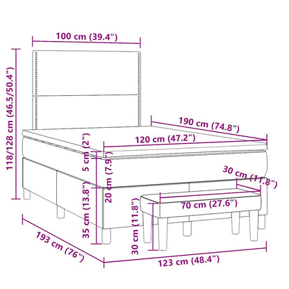 Cama boxspring c/ colchão 120x190cm tecido castanho-acinzentado